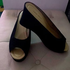 Nine West black platform wedges